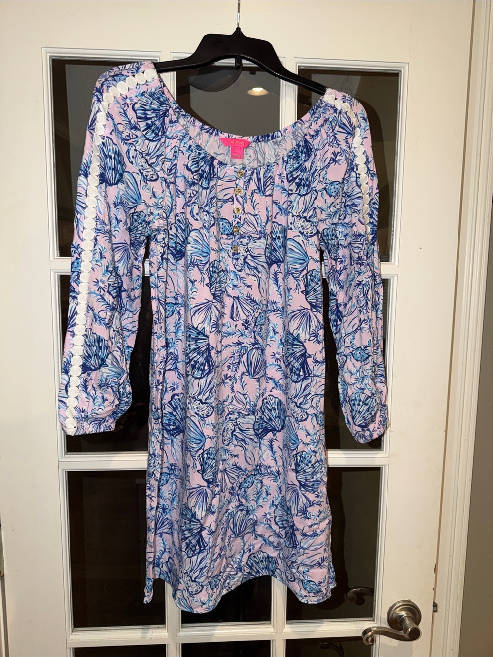 Lilly Pulitzer Pink & Blue Floral Peasant Dress